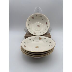 Homer Laughlin Eggshell Georgian Rose Floral Bowls Gold Trim Set of 5 H45N5